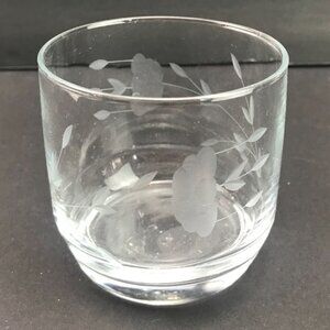 Vintage Clear Glass Etched Flower Votive Candle Holder Cup Classic Home Decor